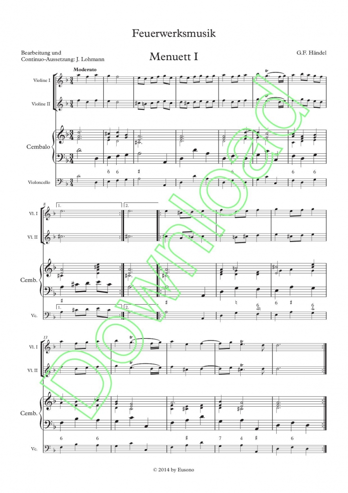 Bild 1 von Menuett (Music for the Royal Fireworks) - G.F. Handel