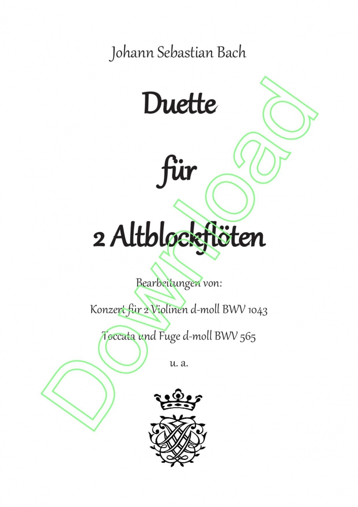 Bild 1 von Duette für 2 Altblockflöten - J.S. Bach