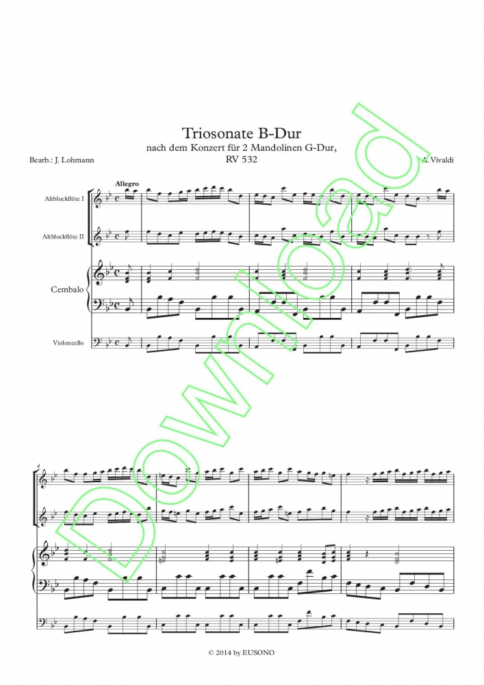 Bild 1 von Trio Sonata in B-flat major, after the Concerto in G major, RV 532 - A. Vivaldi