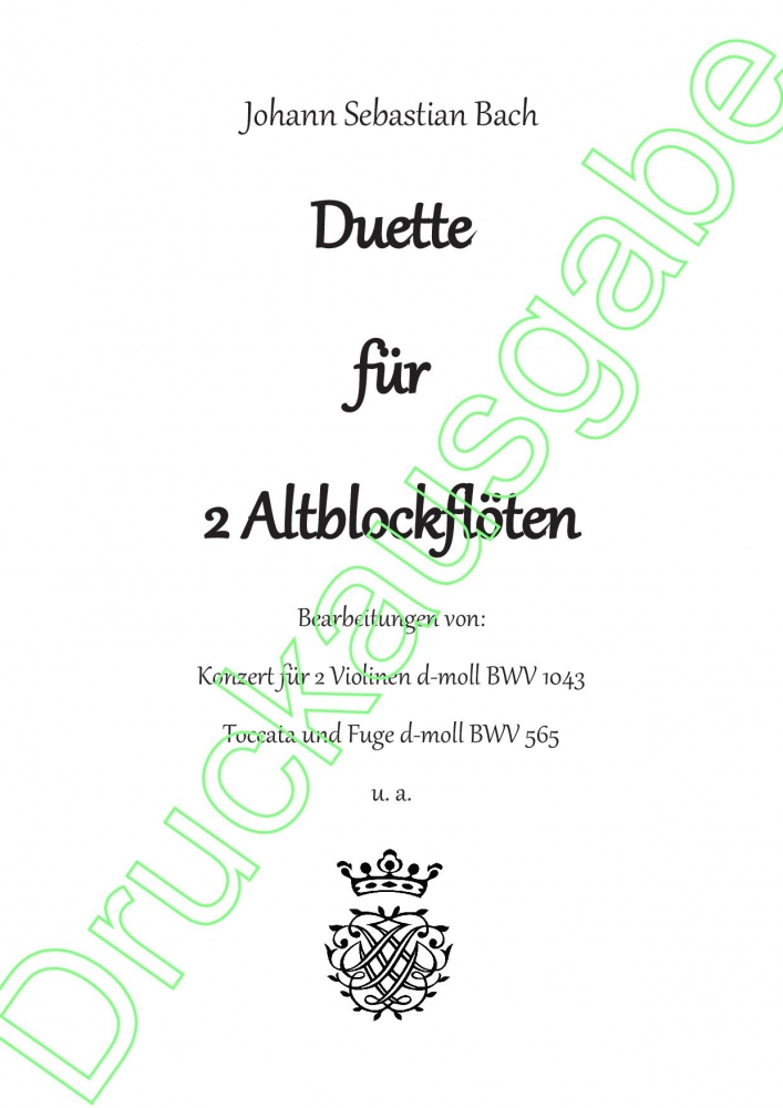 Bild 1 von Duette für 2 Altblockflöten  - J.S. Bach
