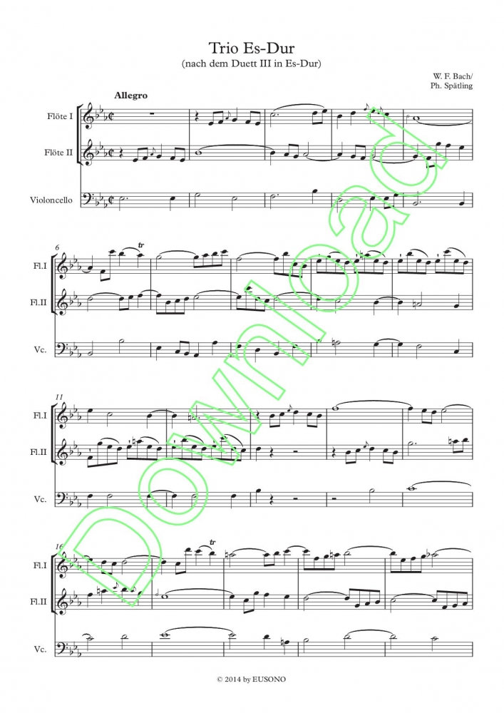 Bild 1 von Trio in E-flat major  - W.Fr. Bach/ Ph. Spätling
