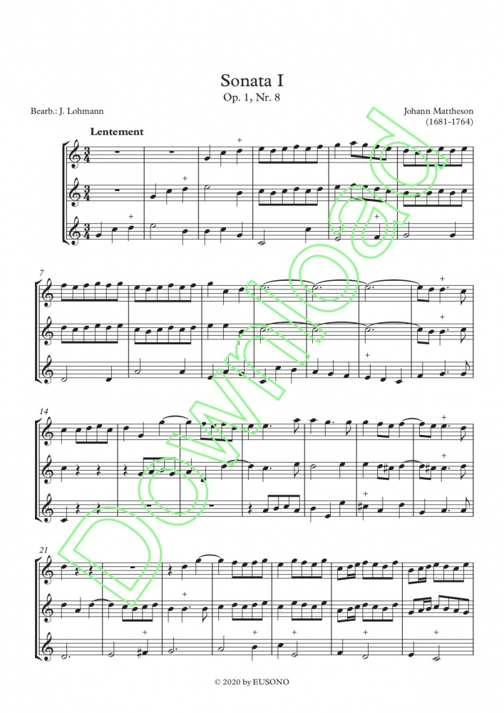 Bild 1 von 8 Sonatas for 3 Tenor Recorders - J. Mattheson