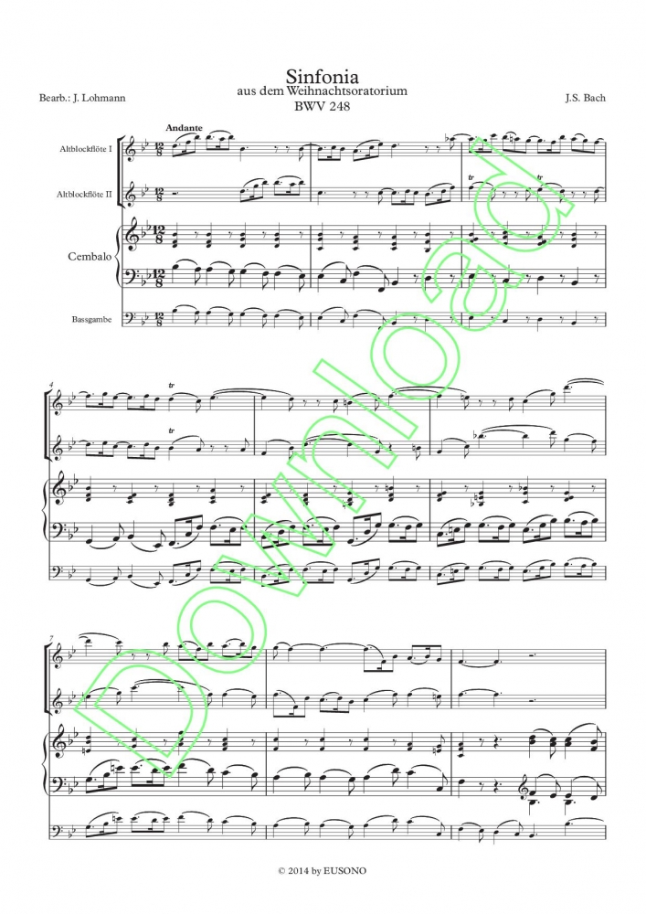 Bild 1 von Sinfonia from the Christmas Oratorio, BWV 248 - J.S. Bach