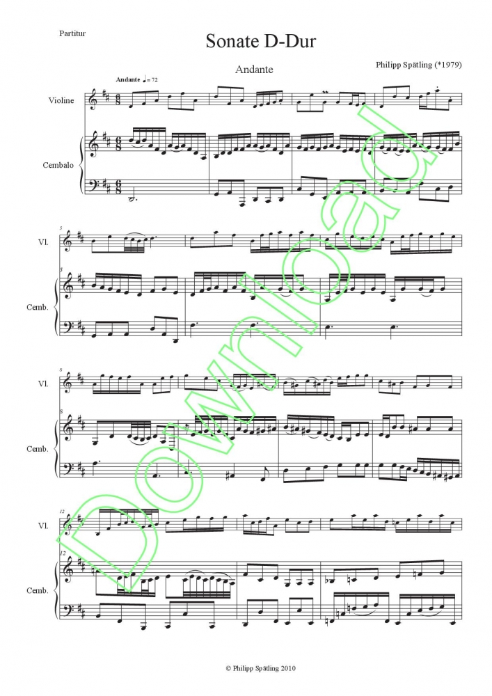 Bild 1 von Flute Sonata in G major (D major) - Ph. Spätling